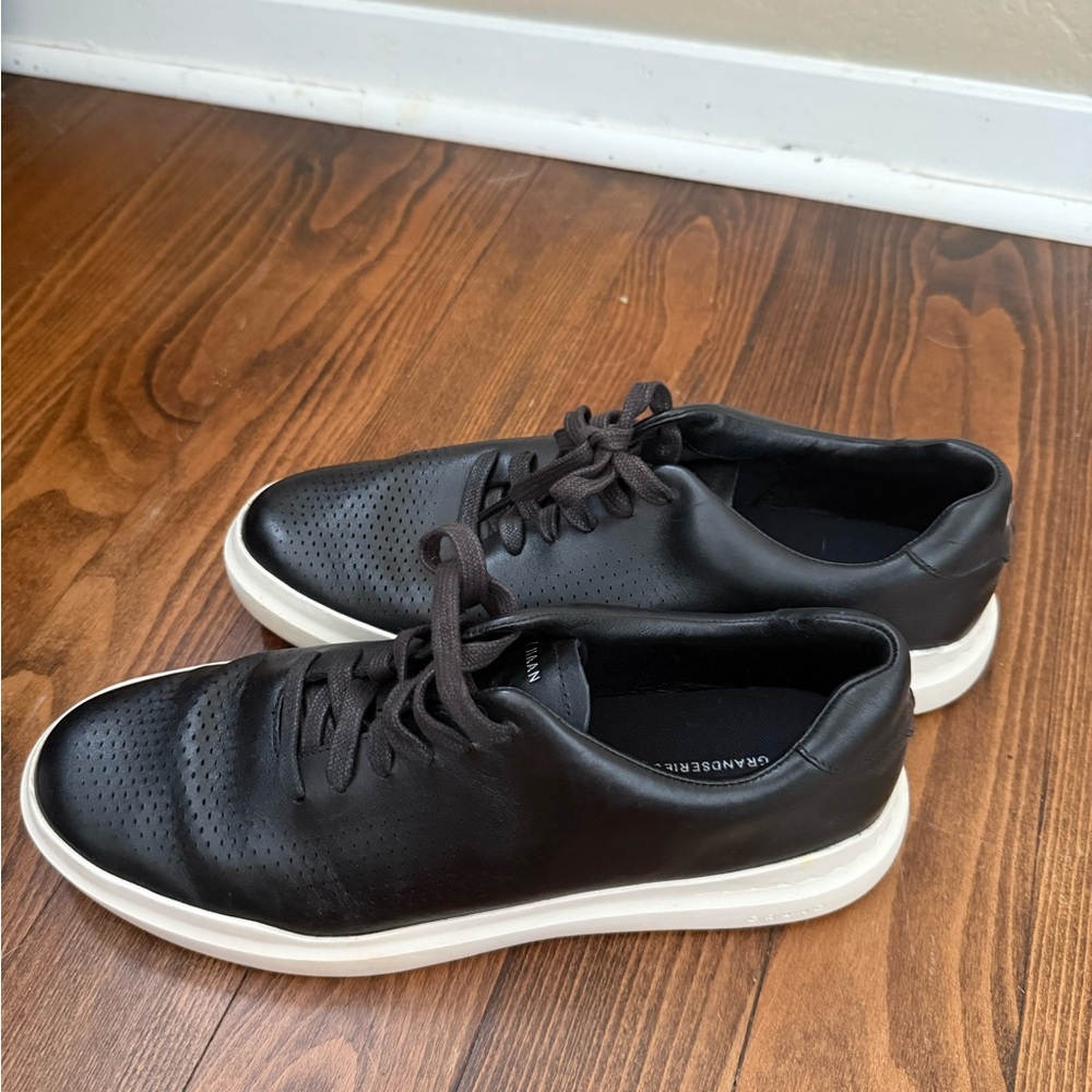 Cole Haan Black Leather Sneakers with White Soles